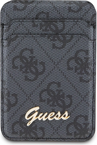 Guess Lisanslı Magnetik Standlı Kartlık 4g Desenli Metal Script Logolu Siyah