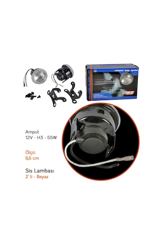 Carub 12v Sis Lambası Yuvarlak 6.5 Cm Beyaz Br3047002