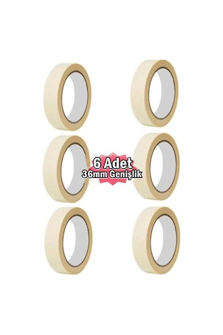 Maskeleme Bandı 6 Adet 36Mm Kağıt Boya Bantı