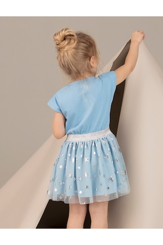 Denokids Mushi Yıldız Kuğu Tüllü Elbise Mavi