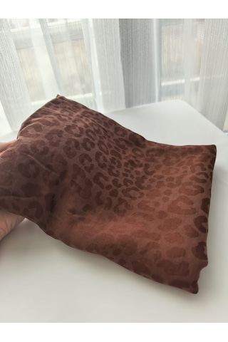 Laurel Scarf Leopar Desen Pamuk Ayrobin Jakar Şal Kiremit