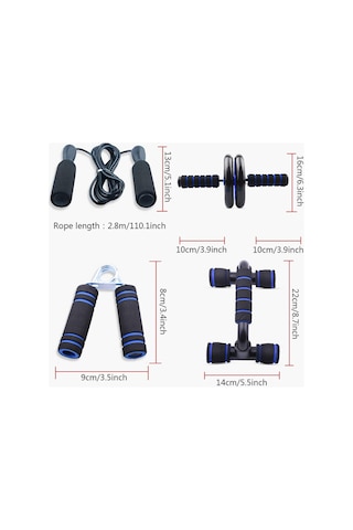 Push Up Bar Plastik Şınav Barı Seti Egzersiz Tekeri El Yayı Atlama İpi