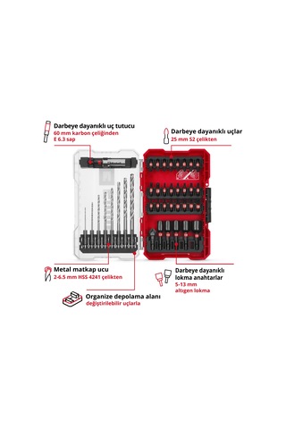 Einhell M-CASE 39 Parça Darbeye Dayanıklı Bits Ucu Seti - 49108773