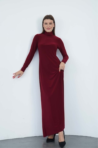 Penyebizden Dora Kadın Maxi Boy Balıkçı Yaka Sandy Elbise-bordo