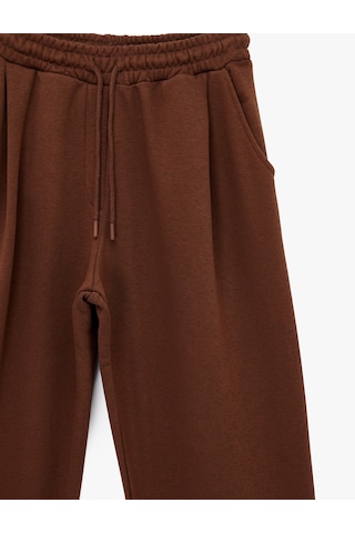 Koton Beli Bağcıklı Cepli Geniş Paça Oversize Eşofman Altı Kahverengi 6sal40050ık Kahve