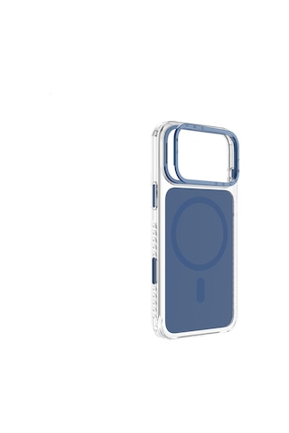 Apple iPhone 17 Pro Max Kılıf M-safe Uyumlu Metal Kamera Çerçeveli Airbag Lenyes Ck221 Sert Pc Kapak Mavi Mavi
