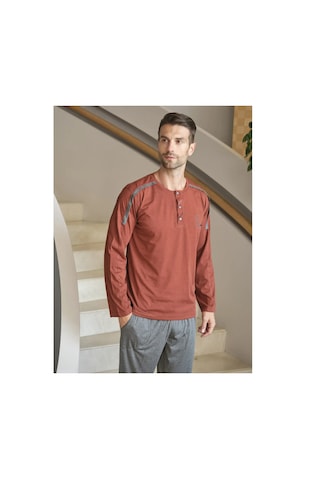 Bone Club 5560 Uzun Kol Erkek Pijama Takım Taba V2 Taba