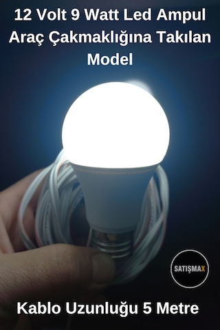12 Volt 9 Watt Led Ampul Beyaz Araç Çakmaklığıa Takılan Model