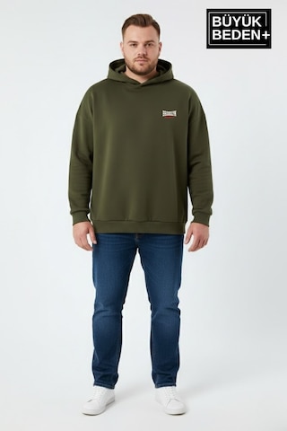 Süperlife Erkek Büyük Beden Brooklyn 1970 Baskılı Kapüşonlu İnce Sweatshirt Spr26bsw964 Haki