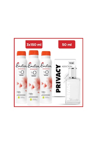 Privacy Addiction Woman Edt 50 Ml & Emotion Romance 3x150 Ml Ferah