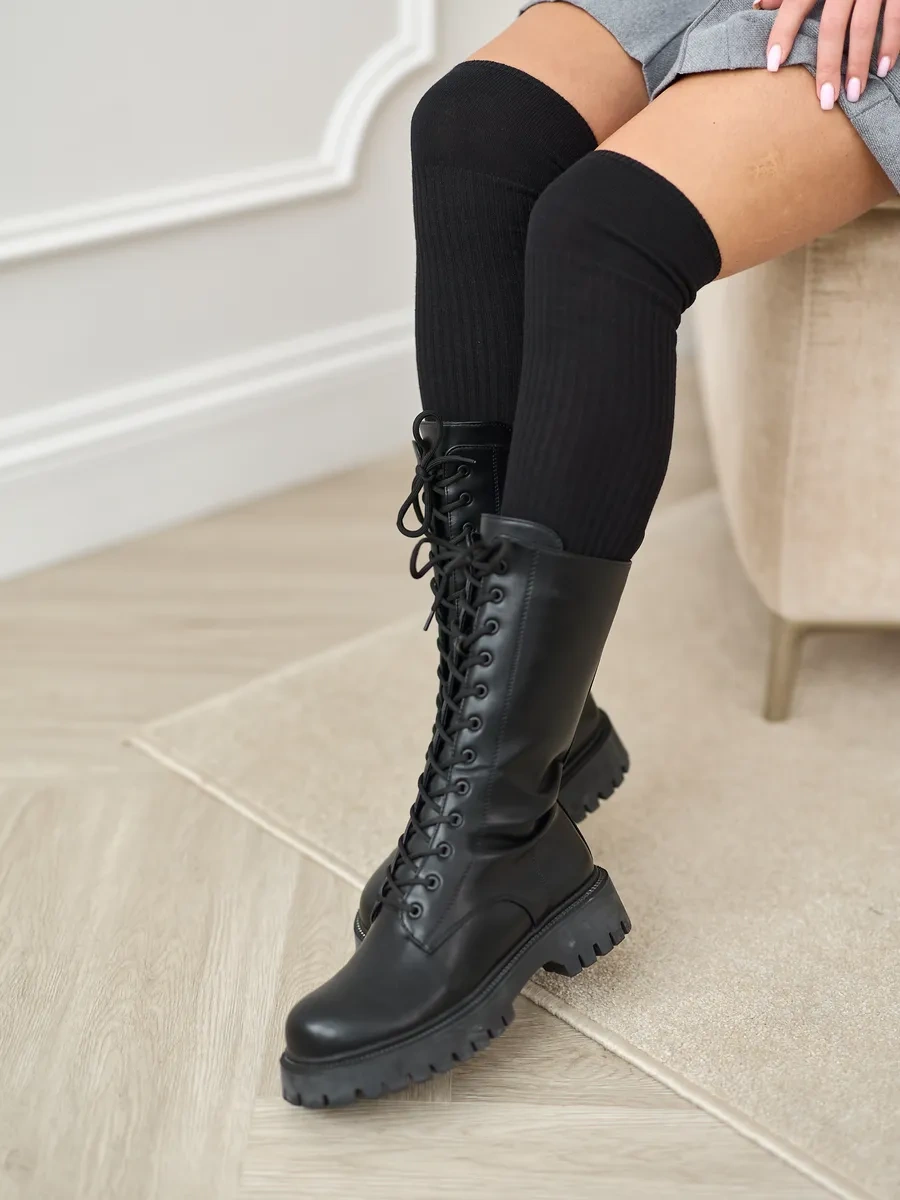 John Jeniford Yüksek Siyah Çizgili Golf Çorapları 300496932 Siyah