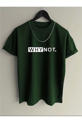 Flood Of Style Unisex Nefti Yeşili Why Not Baskılı Oversize Yeşil