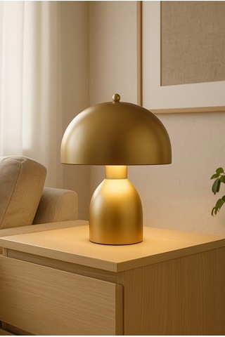 Modern Burry Abajur Masa Lambası Metal Gövde Tasarım Ürün Eskitme Gold Sarı Gold