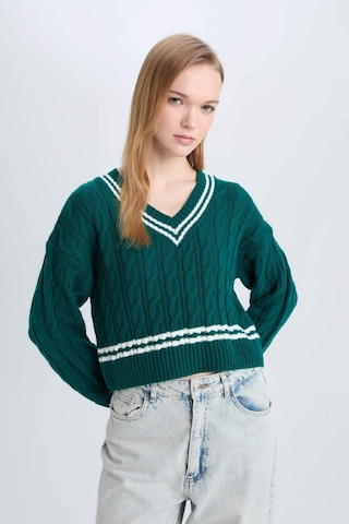 DeFacto Coool Regular Fit V Yaka Saç Örgülü Çizgili Triko Kazak C7321AX24WNGN953