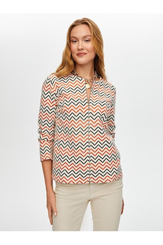 Zigzag Desen Örme Ceket S25ckt024 Us25ckt02473 Ekru