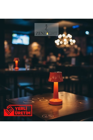 Zenlight Metal Dokunmatik Şarjlı Masa Lambası Turuncu