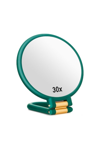 Yifomall Çift Taraflı Taşınabilir Yeşil Makyaj Aynası, 30x Büyütme Özelliği İle Pratik Kullanım