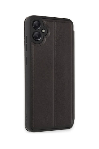 Samsung Uyumlu Galaxy A05 Kapaklı Kılıf İçi Süet Kaplı Ve Kartlıklı Pu Deri Kapak Ryc/flip Cover Siyah