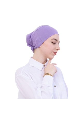 Modish Group Pratik Bone Pamuklu Tesettür İç Bone, Başörtüsü İçin Hazır Viskon Şapka, Namaz Günlük Kullanım İçin Lila