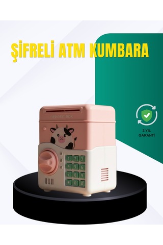 Pembe Şifreli Eğitici Atm Kasa Çocuk Kumbarası Belirtilmemiş