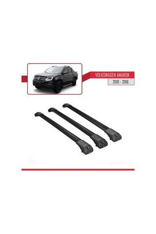 Volkswagen Amarok 2010-2016 Arası İle Uyumlu Ace-1 Ara Atkı Tavan Barı Siyah 3 Adet Bar