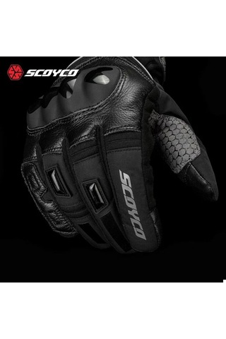 Motoanl Scoyco Deri Ve Cordura Reflektörlü Eldiven Gri - Siyah