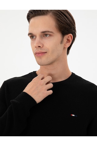 U.S. Polo Assn. Erkek Slim Fit Bisiklet Yaka Siyah Basic Kazak 50298282-VR046