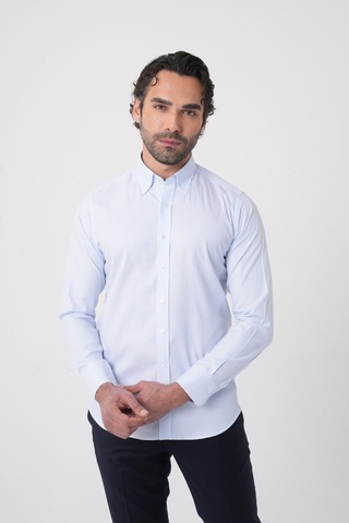 Bisse Erkek Uzun Kollu Mavi Desenli Regular Fit Gömlek Gmczg252054 C35 Mavi