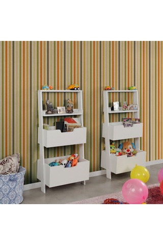 Pasifichome Only Oyuncak Montessori Beyaz Kitaplık Çiftli