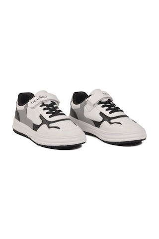 United Colors Of Benetton Beyaz Siyah Cırtlı Hafif Unisex Çocuk Spor Ayakkabı Bnı-10020 F Beyaz-siyah