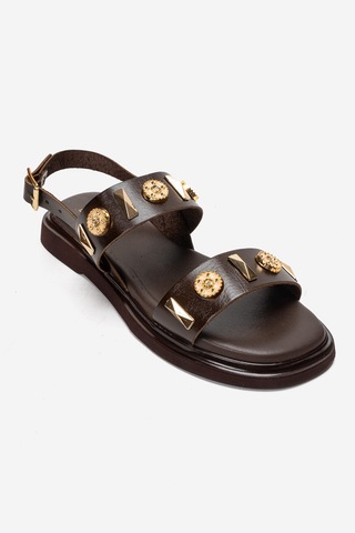 Luvishoes Lıbera Kahverengi Hakiki Deri Tokalı Kadın Sandalet