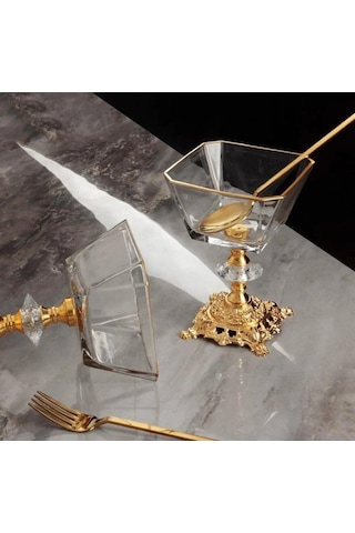 Atabey Home 1 Adet Tekli Metal Döküm Ayaklı Gold Detaylı Magnolia-kase-dondurmalık-şekerlik Lav Krn260