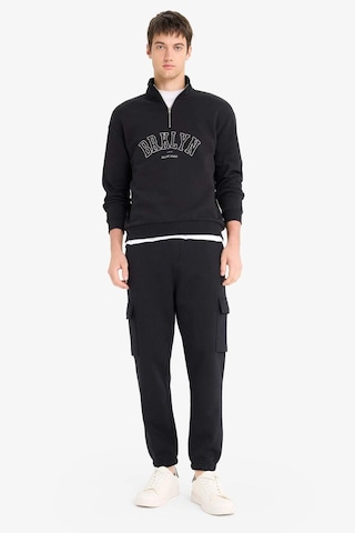 Defacto Boxy Fit Dik Yaka Fermuarlı Baskılı Sweatshirt E9414ax25aubk81 Siyah