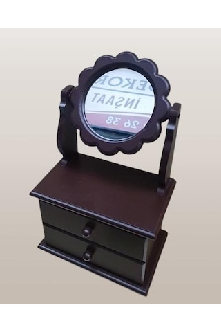 Hobi Erdl Model 90526 Papatya 2 Çekmeceli Aynalı Makyaj Kutusu El Yapımı