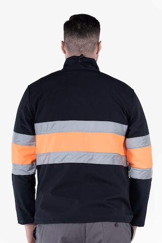Çift Sıra Reflektörlü Neon Softshell Mont Lacivert - Turuncu
