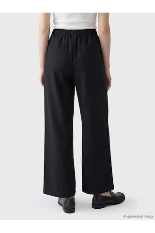 Lc Waikiki Siyah Beli Lastikli Loose Fit Kadın Pantolon