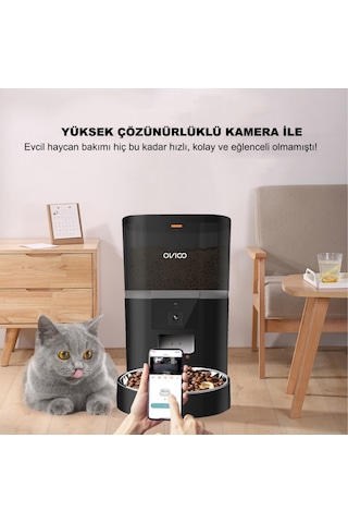 Ovıoo QQ005 Kameralı Wifi Paslanmaz Kase Kedi Köpek Besleyici 6 L