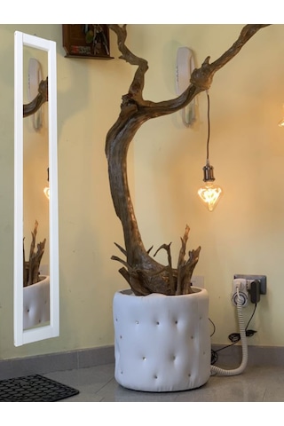 Beyaz Ahşap Dekoratif Duvar Ayna 121 23 Beyaz