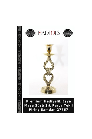 Premium Hediyelik Eşya Masa Süsü Şık Parça Tekli Pirinç Şamdan 27767