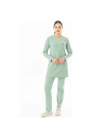 Likra Uzun Kol Doktor Hemşire Forması Küf Yeşili Ltst20020 Küf Yeşili