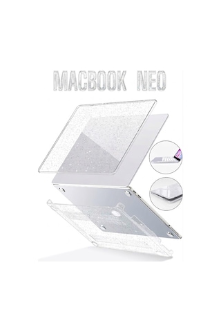 Macbook Neo 13 İnç A3404 Uyumlu Kılıf Kristal Kapak Şeffaf Parlak Tam Koruma Alt Üst Koruyucu