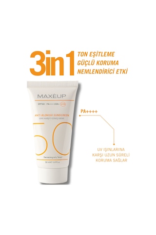 Maxeup Glutatyon Etkili Leke Karşıtı Tüm Ciltler İçin Yüksek Korumalı Güneş Kremi SPF50+ 2 x 50 ML