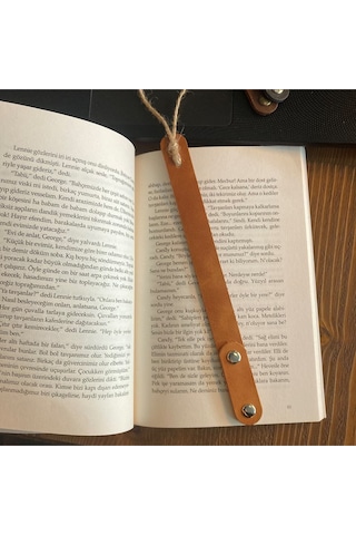 2 Adet Hakiki Deri Kitap Ayracı - Camel