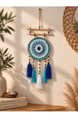 Nazar Motifli Düş Kapanı Rüya Kapanı Dream Catcher Mavi Püsküllü Bohem Duvar Süsü Bohem El Yapımı Düş Kapanı Nazar Motifli Düş Kapanı Rüya Kapanı Dream Catcher Mavi Püsküllü Bohem Duvar Süsü Bohem El Yapımı Düş Kapanı