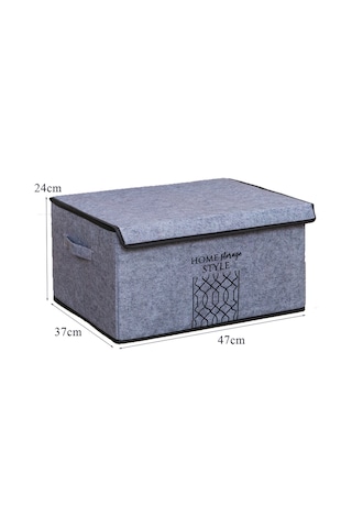 Keçe Kapaklı Çok Amaçlı Maxi Kutu Gri 47x37x24 Cm