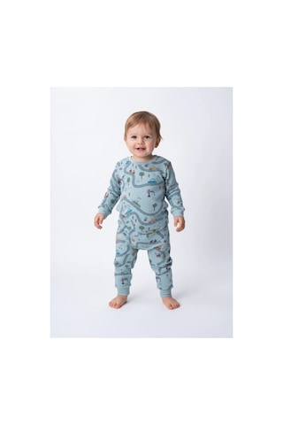 Mou&kou 1-4 Yaş Erkek Çocuk %100 Pamuk Penye Uzun Kollu Pijama Takımı Araba Desenli Yeşil