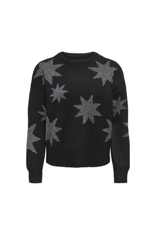 Only Rosie Ls O-neck Glitter Kadın Triko Kazak Işıltılı Bisiklet Yaka Siyah