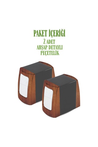 Grimorlife 2 Adet Ahşap Detaylı Çift Taraflı Yaylı Peçetelik Kafe Restaurant Lokanta Büfe Otel Peçetelik Diğer