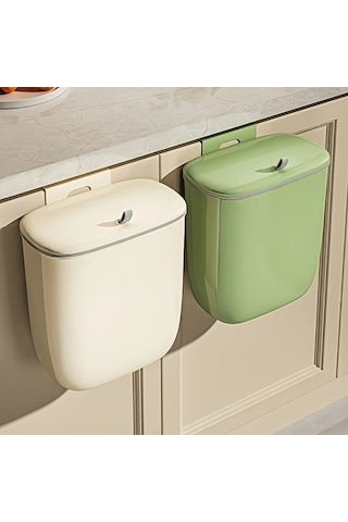 Honeybeeshop Duvar Montajlı Mutfak Çöp Kutusu Dolap Kapısı Asma Gıda Atık Sepeti 8l Avokado Yeşili Mint