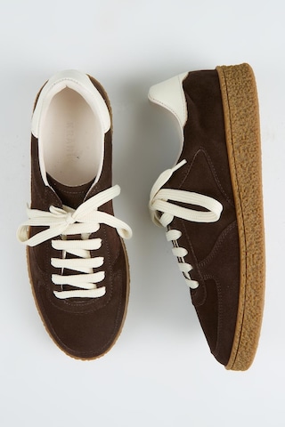 Krahe Sunny Erkek Hakiki Deri Bağcıklı Kahve-ekru Sneakers